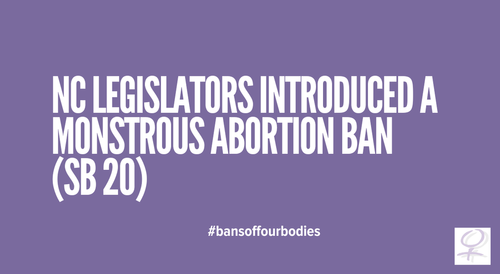 North Carolina Legislators Introduced A Monstrous Abortion Ban ( SB 20)