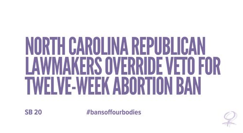 North Carolina Republican Lawmakers Override Veto For Twelve-Week Abortion Ban